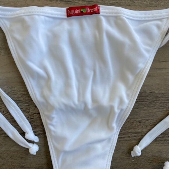 Biquini Brasil White Side Tie String Brazilian Bikini Swimsuit Bottom Small - Picture 9 of 9
